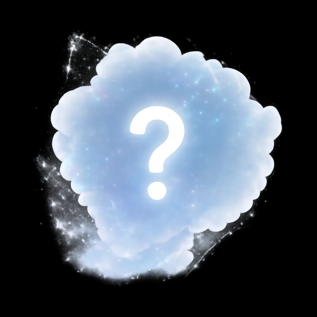 Question mark cloud graphic representing abstract concepts before VR learning