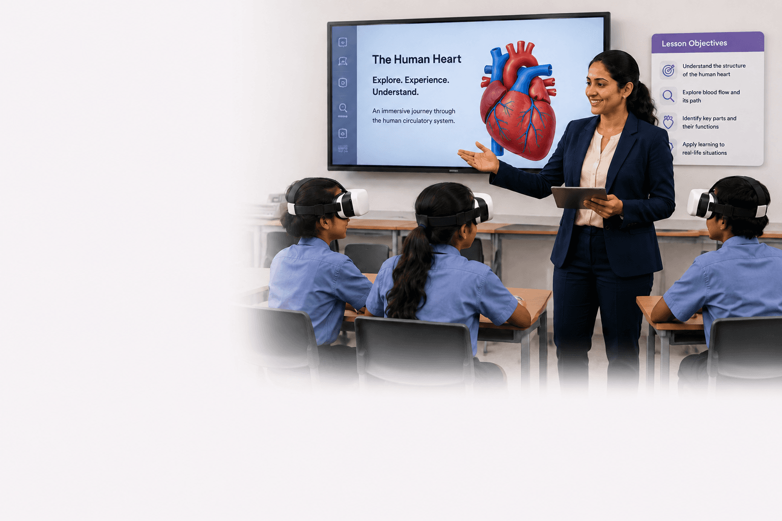 Structured VR classroom flow guided by a teacher using SparkVR