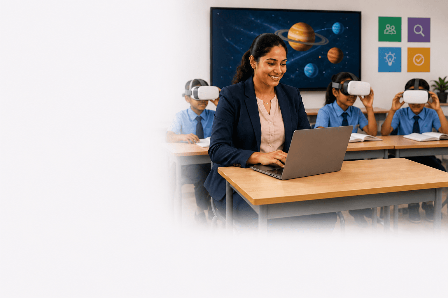 Teacher easily running a SparkVR session with minimal setup